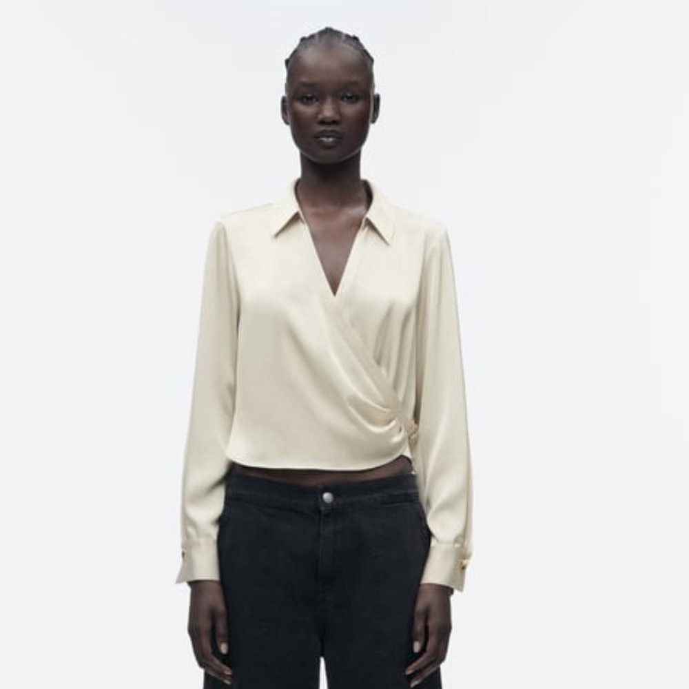 Zara Satin Effect Wrap Top